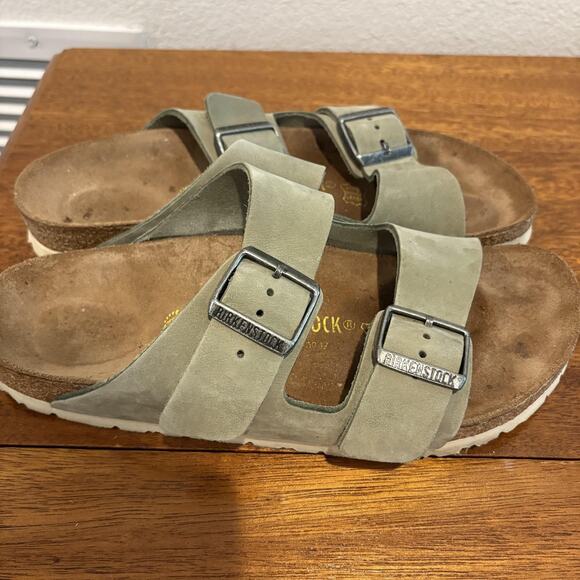 Birkenstock Arizona Sandals Women 8-8.5 EU 39 Green Suede Leather Made Germany - Picture 1 of 11
